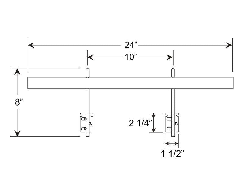 24 in plug-in LED picture light diagram with 8 in height and 10 in depth
