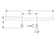 32-inch picture light dimension diagram with bar, mounting brackets, and 8-inch height