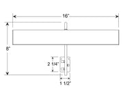 16" plug-in LED picture light mounting dimensions: 8" height, 2 1/4" depth