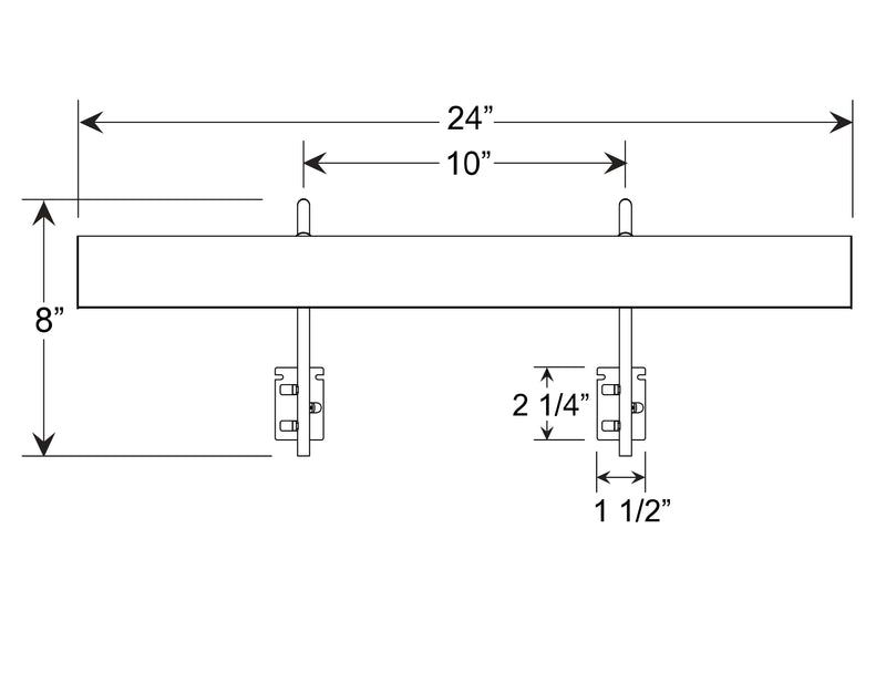 LED picture light dimensions: 24 in long, 10 in projection, 8 in high