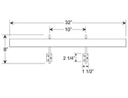 Dimensional diagram for 32-inch black LED picture light: 8" height, 10" length
