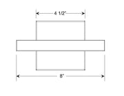 Bronze matte picture light diagram with 8-inch width and 4 1/2-inch projection