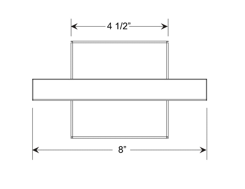 Bronze matte picture light diagram with 8-inch width and 4 1/2-inch projection