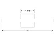 Diagram of 16" LED picture light bar with 4 1/2" arm and wall plate