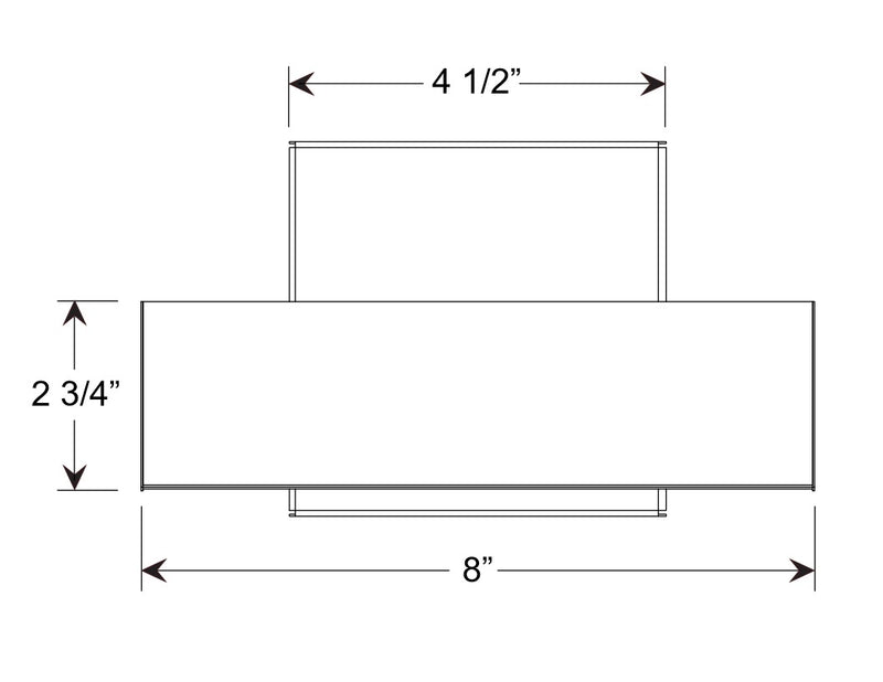 Direct-wire LED picture light dimensions: 8 in wide, 2 3/4 in high