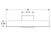 LED picture light diagram with 16 in length and 2 3/4 in height