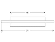 Bronze matte LED picture light dimensioned at 24 in length and 16 in width