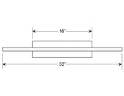 LED picture light diagram: black bar with 32-inch length and 16-inch projection