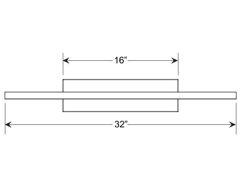 LED picture light diagram: black bar with 32-inch length and 16-inch projection
