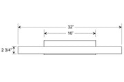 Direct-wire LED picture light dimensions: 32 in, 16 in, 2 3/4 in height