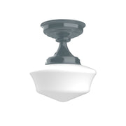 Slate Gray flush mount ceiling light with white glass shade