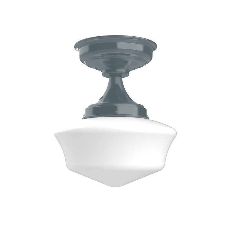 Slate Gray flush mount ceiling light with white glass shade