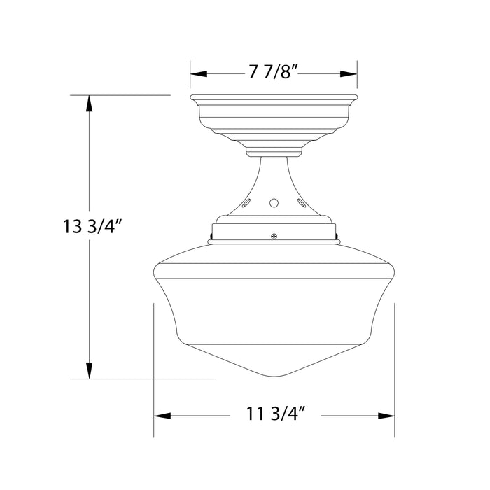 Schoolhouse 12" flush mount in Barn Red Line Drawing
