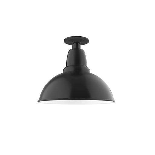 Black flush mount ceiling light with dome shade and round canopy