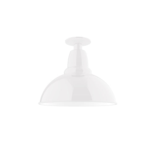 12-inch LED flush mount light in white with bell shade and round canopy base