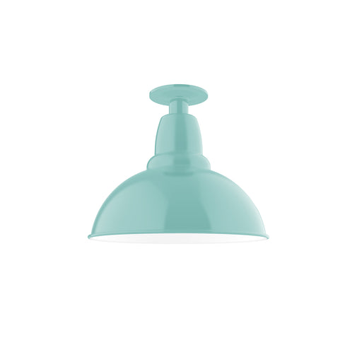 Sea green LED flush mount light with dome-shaped shade