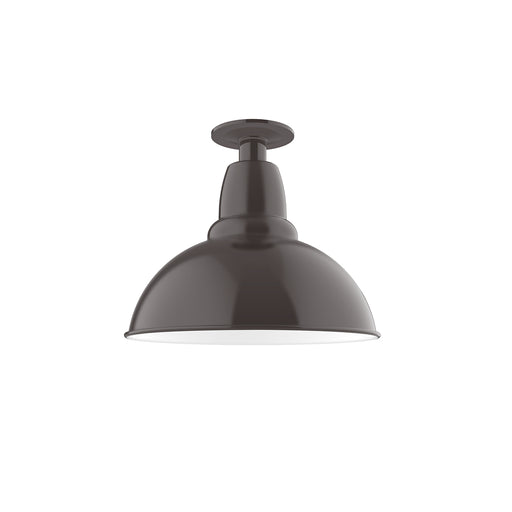 Architectural bronze LED flush mount light with domed shade and canopy