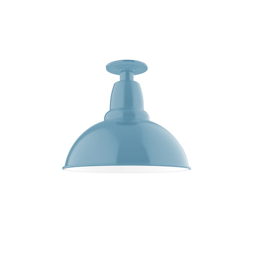 Light blue LED flush mount ceiling light with dome shade