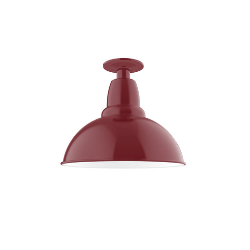 Barn red dome LED flush mount light fixture with round canopy