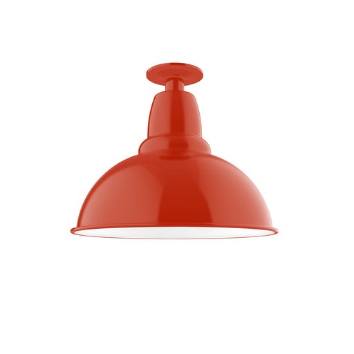 Vermillion flush mount ceiling light with bell-shaped metal shade and round canopy