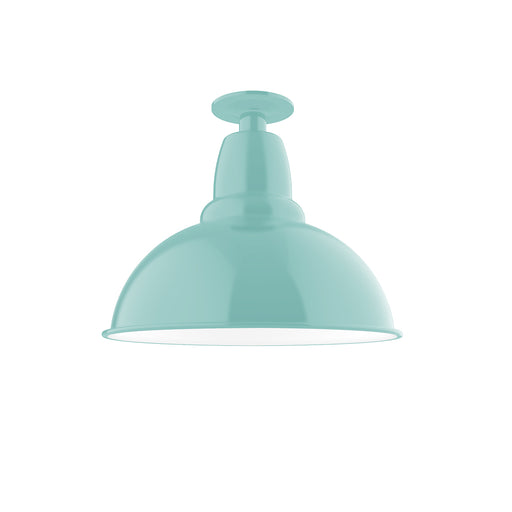 Sea green flush mount ceiling light with dome shade and round canopy