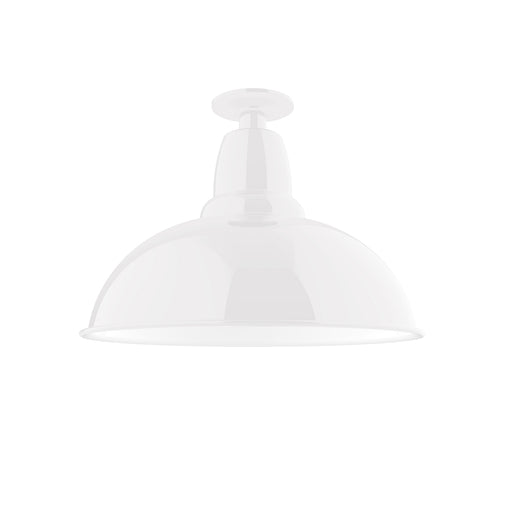 White LED flush mount light with white dome shade