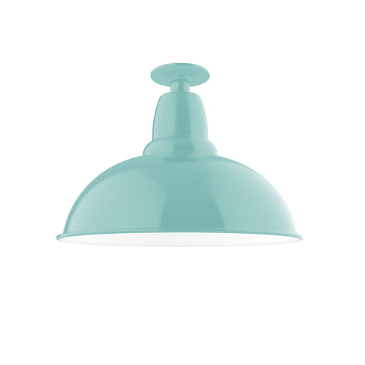Sea green flush mount ceiling light with dome shade and canopy
