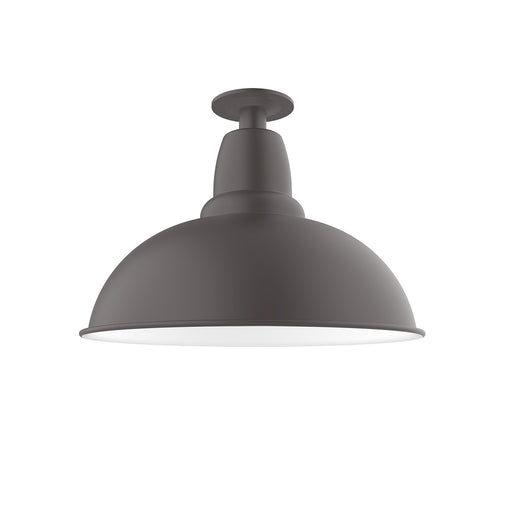 Bronze matte flush mount ceiling light with dome shade and short canopy stem