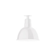 White deep bowl flush mount ceiling light with ribbed collar and dome shade
