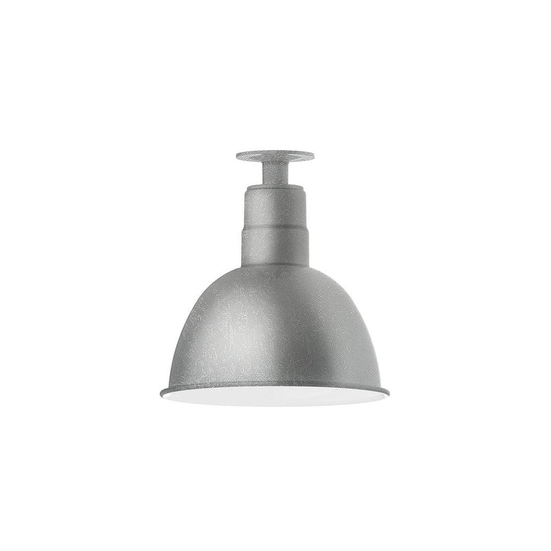Painted galvanized flush mount with round dome shade, gray finish
