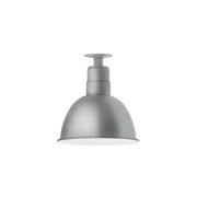 Painted galvanized flush mount dome light with short stem, gray finish