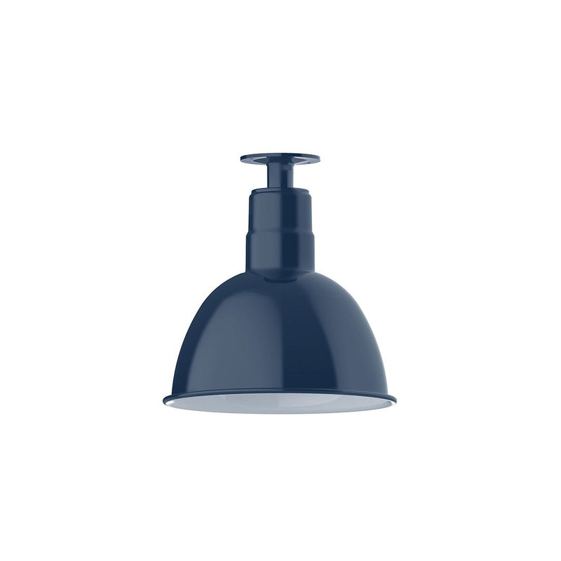 Navy deep bowl 12-inch flush mount ceiling light with domed shade