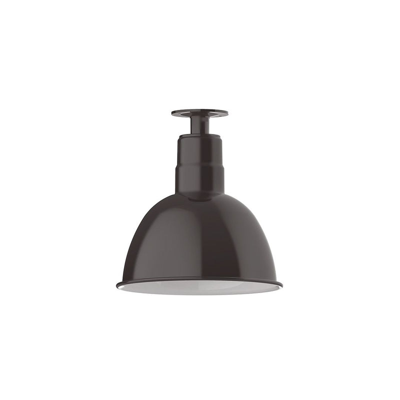 Architectural bronze flush mount with deep bowl shade and central stem