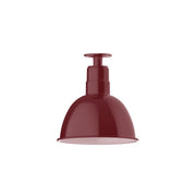 Barn Red flush mount light with deep bowl shade and central stem