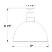 Black LED flush mount size: 16 in wide, 14 3/4 in high