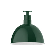 Forest green flush mount light fixture with deep bowl shade