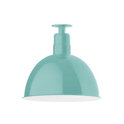 Sea green deep bowl flush mount ceiling light, domed shade with central stem