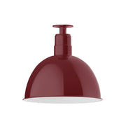 Barn Red deep bowl flush mount light with wide dome shade