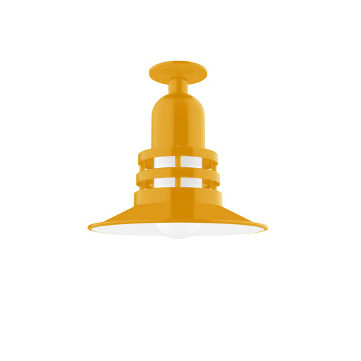 Atomic 12" Flush Mount Light in Bright Yellow in Bright Yellow | Montclair Light Works