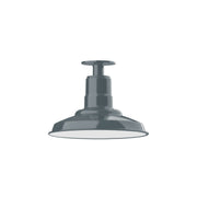 Slate gray LED flush mount ceiling light with domed metal shade and flush base