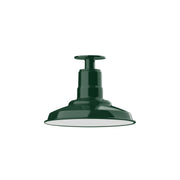 Forest green 12-inch flush mount ceiling light with domed glass shade