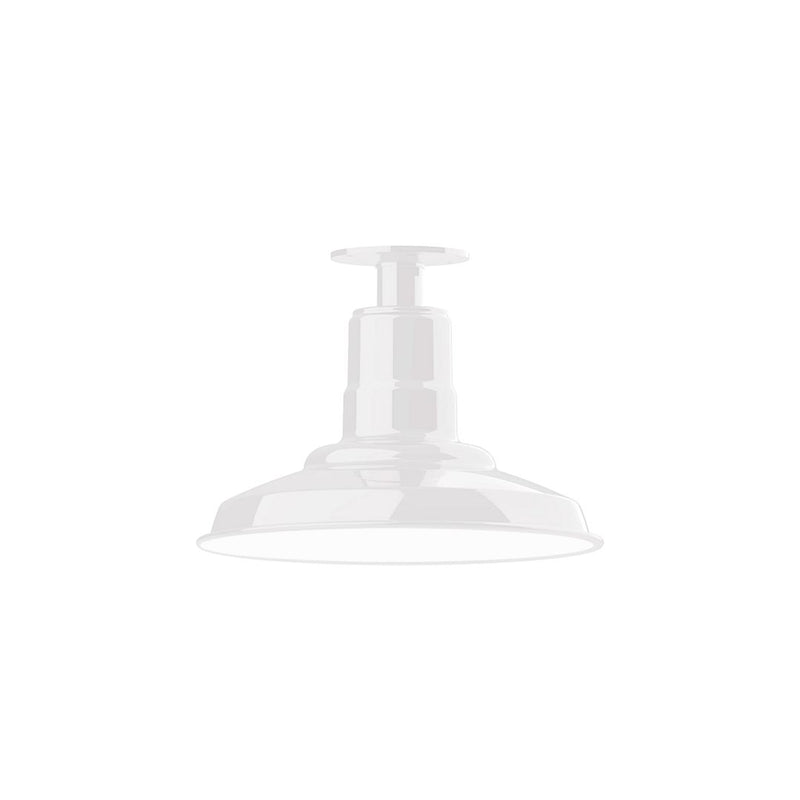 White LED flush mount ceiling light, shallow dome shade with central stem