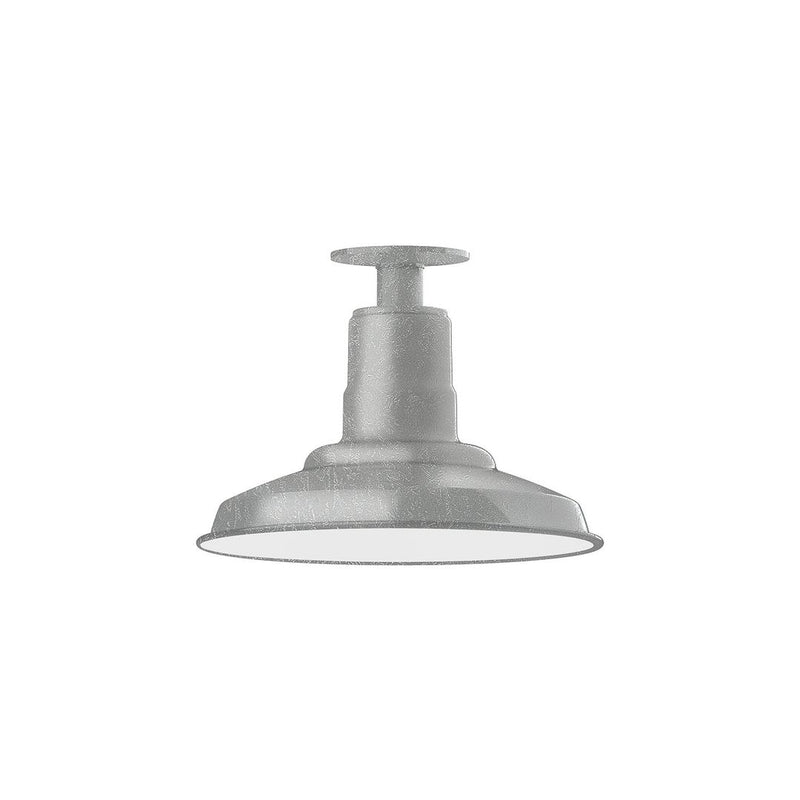 12 in flush mount ceiling light, painted galvanized metal shade and collar