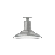 Painted galvanized flush-mount light with wide dome shade, gray finish