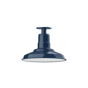 Navy LED flush mount ceiling light with domed metal shade and base