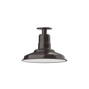 12-in flush mount light, architectural bronze dome shade with central stem