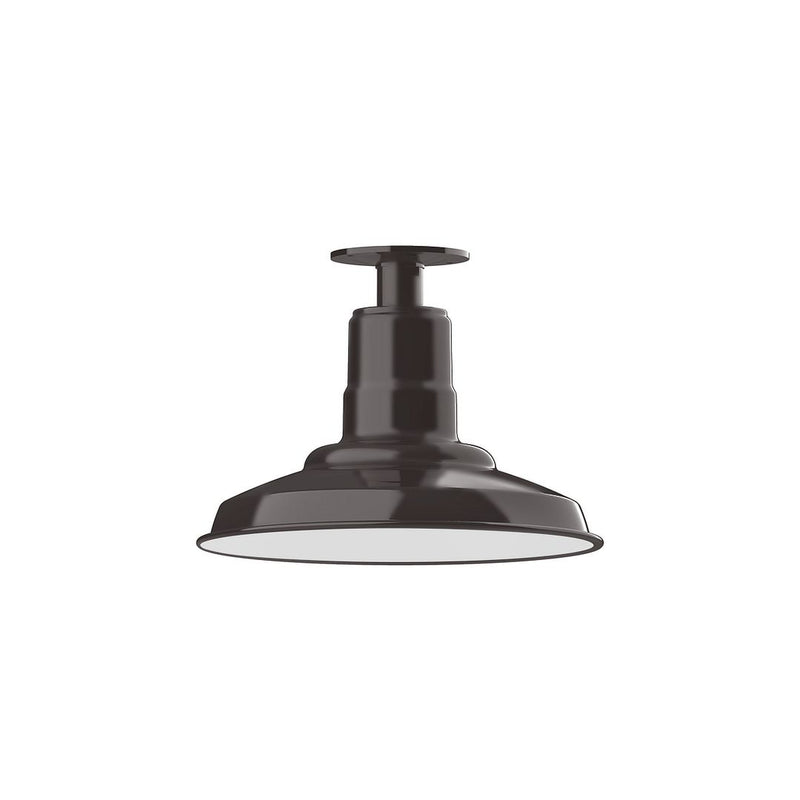 Architectural bronze LED flush mount ceiling light with round dome shade