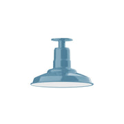 Light blue 12 in flush mount ceiling light with domed metal shade