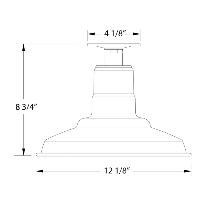 Warehouse 12" flush mount in Barn Red Line Drawing