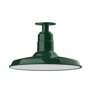 14 in flush mount ceiling light in forest green, domed canopy and short stem